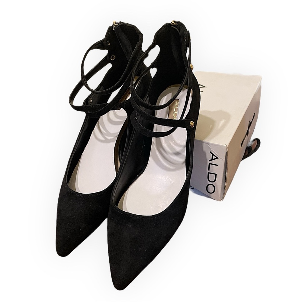 Aldo Black Suede Strappy Pumps New with box